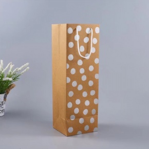 Printing Logo Customized Wine Bottle Carrier kraft Paper Bags